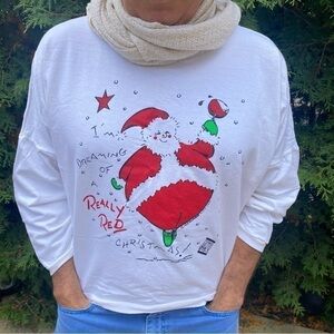 Vintage 80s Cropped Sweatshirt I'm Dreaming of a Really Red Christmas OS